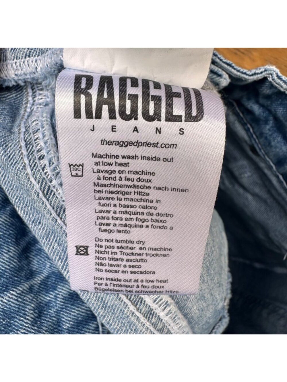 Ragged Jeans High-Waist Blue Denim Pants With Zipper Front Size 28 - Picture 8 of 13